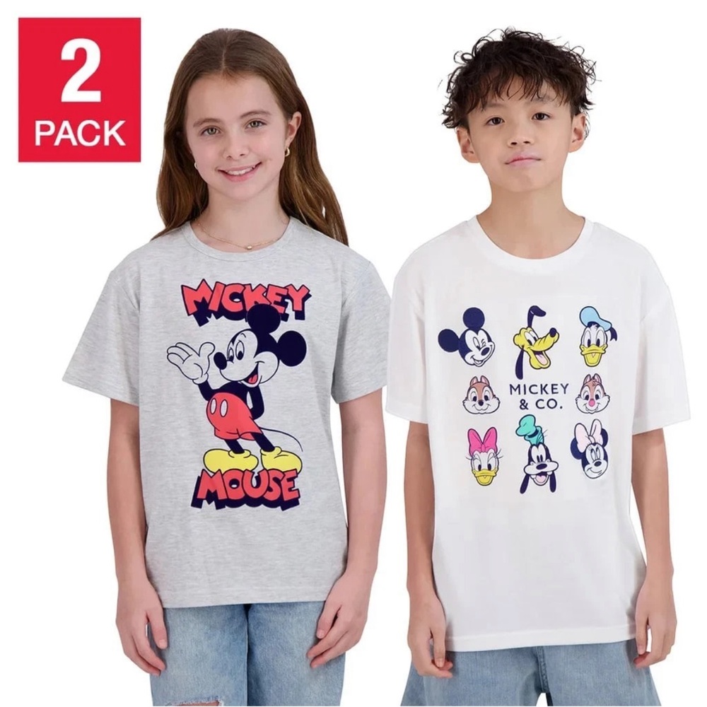 Disney Mickey Mouse & Friends Kids T-Shirt Set - Gray and White - small 7/8